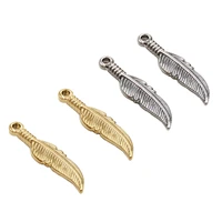 10pcs stainless steel feather charms for jewelry making 12x5mm gold steel feather pendants for bracelets necklace diy