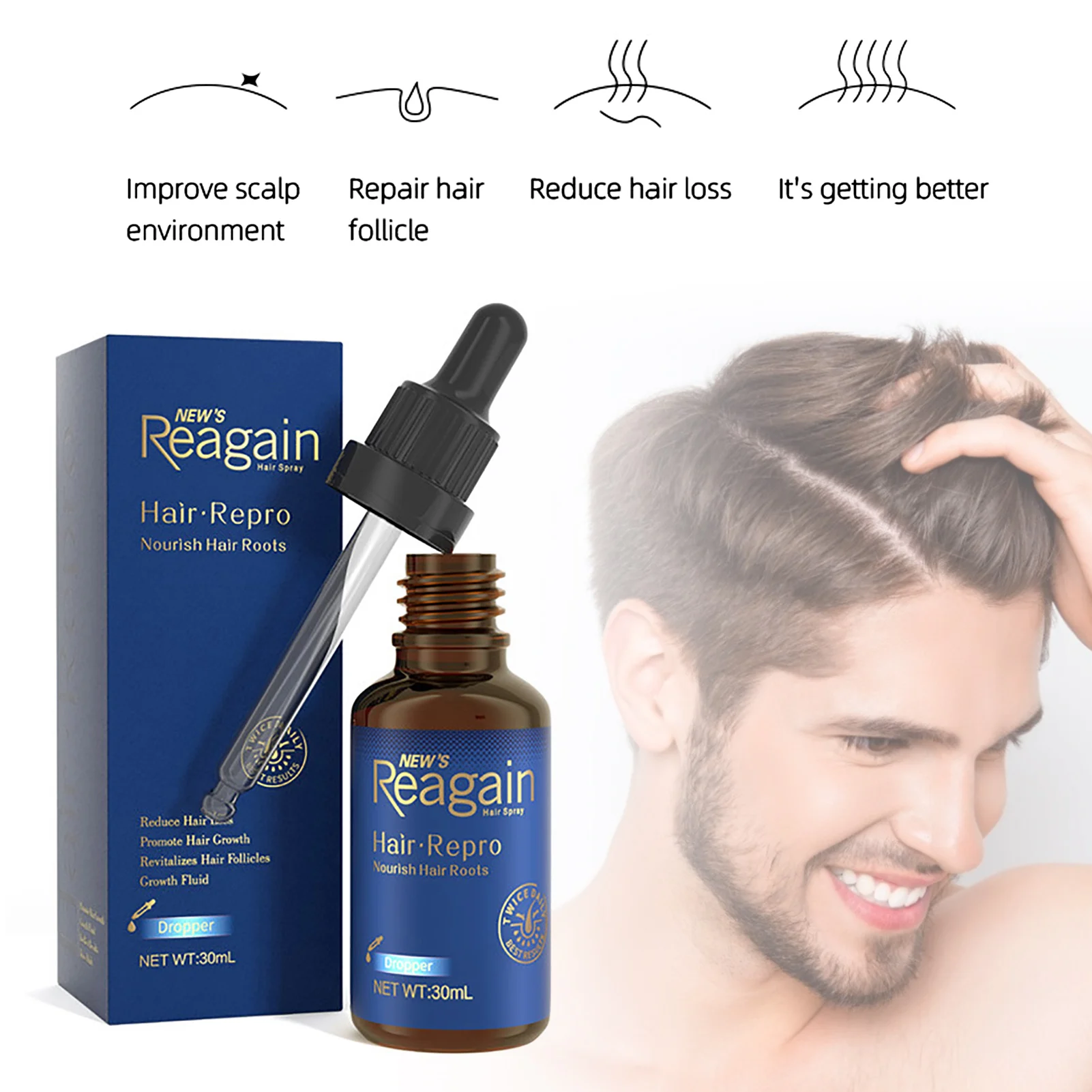 

Эссенция для роста волос 30 мл, масло против выпадения волос для лечения роста бороды, восстанавливающее масло для повреждения корней волос, ...