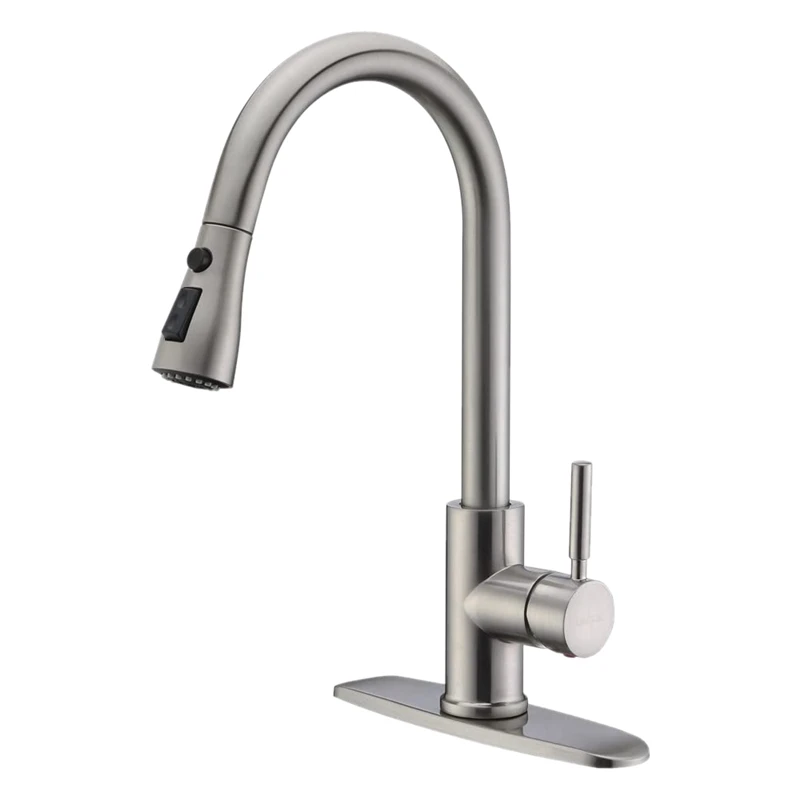 

Pull-Out Hot And Cold Kitchen Faucet, 304 Stainless Steel Kitchen Sink Faucet With Pull-Down Nozzle