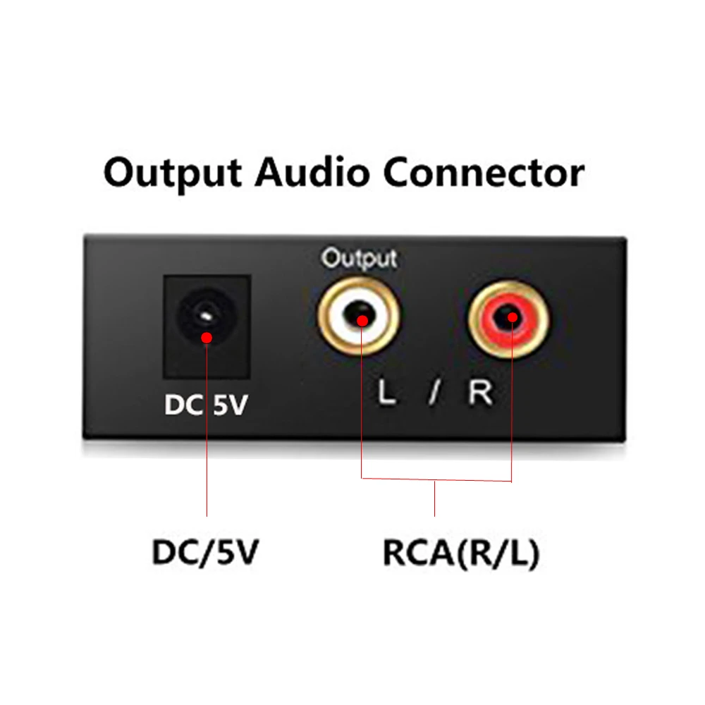 Коаксиальный оптоволоконный Toslink к аналоговому L/R RCA аудио преобразователь
