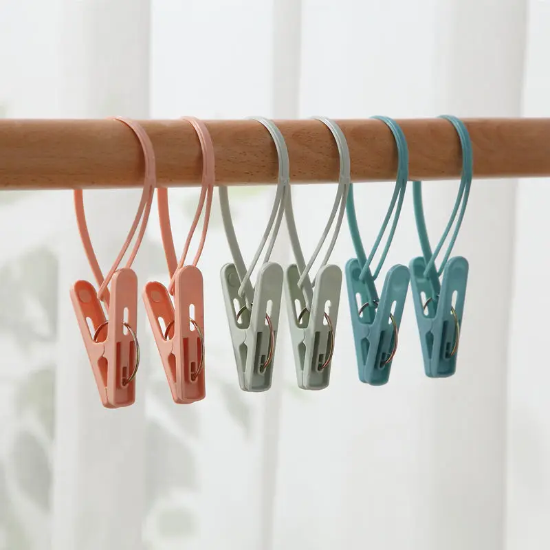 

12Pcs Laundry Clothes Pins Hanging Pegs Clips Plastic Cabides Hangers Racks Clothespins Kitchen Quality Hangers With lanyard
