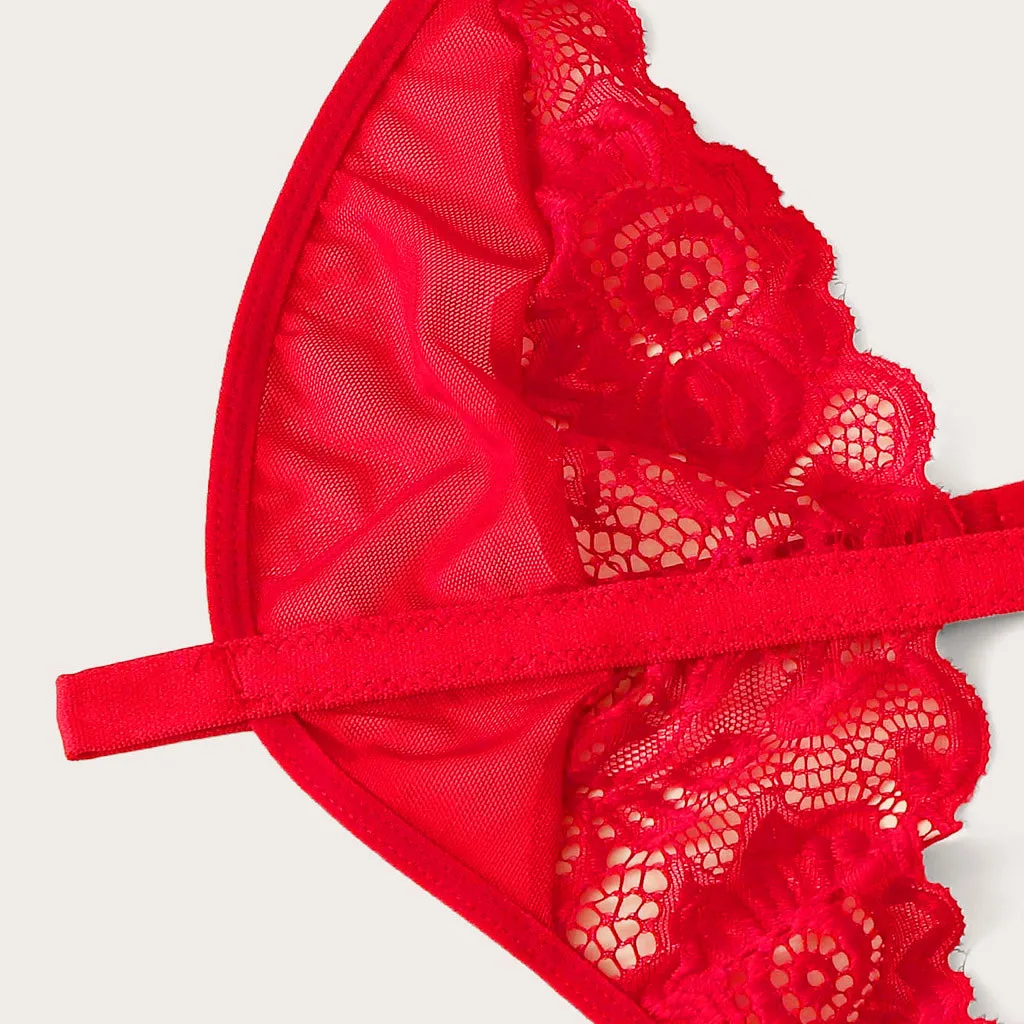 

2PC Women Sexy Lingerie Underwear Bra Lace Bowknot Thong Temptation Transparent Erotic Lingerie Porno Mujer Sleepwear Hot Set