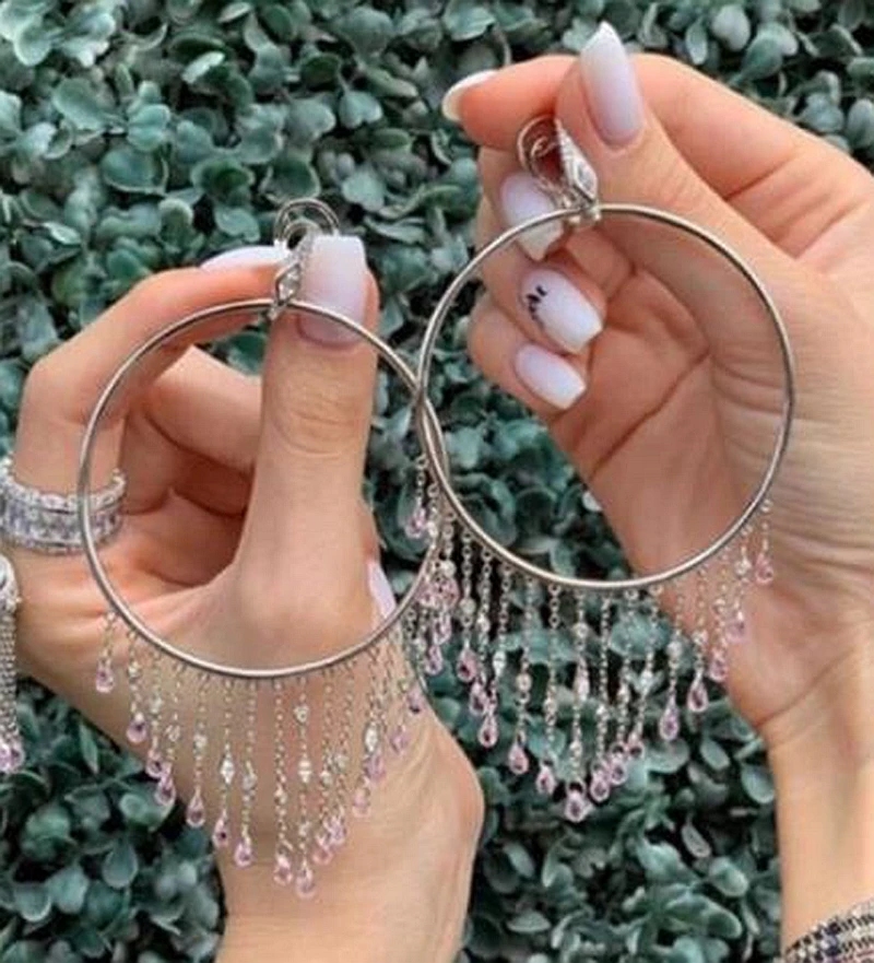 Роскошные капли воды украшенные разноцветными кристаллами 925 стерлингового