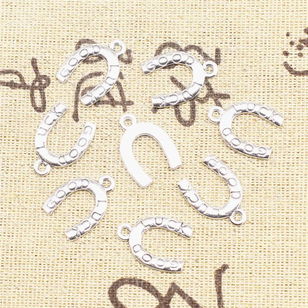 

20Pcs Necklac For Woman Horseshoe Charms Antique Silver Color 13X17mm