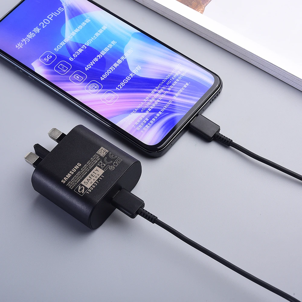 

EP-TA800 UK 25W PD Super Fast Charger Double Type C Travel Quick Charging Adapter For Galaxy Note 10 10+ 10plus 5G S20 S20+ A91