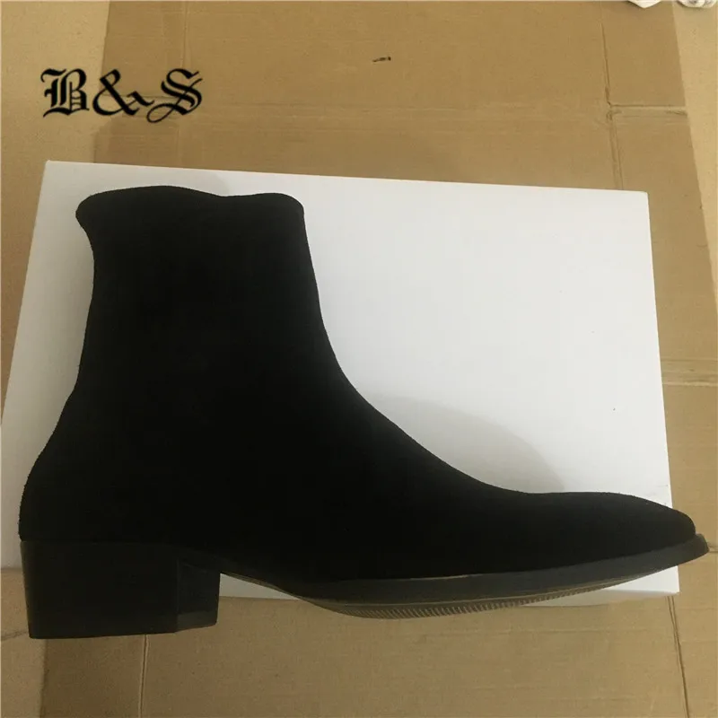 Мужские замшевые ботинки на танкетке из натуральной кожи