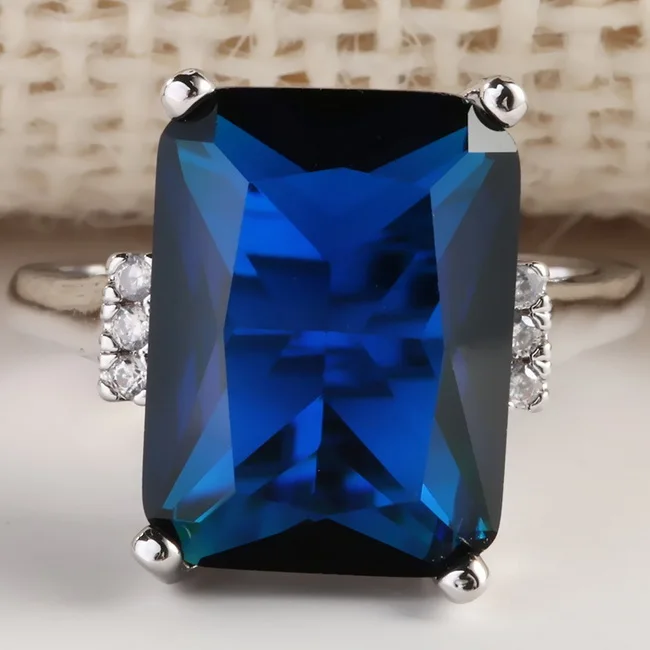 Ring 08 Модный большой голубой камень, кольцо, очаровательное ювелирное изделие для женщин, CZ обручальные кольца, кольцо для помолвки, Женские аксессуары, подарки Z4K146 - Цвет основного камня: Ring 08