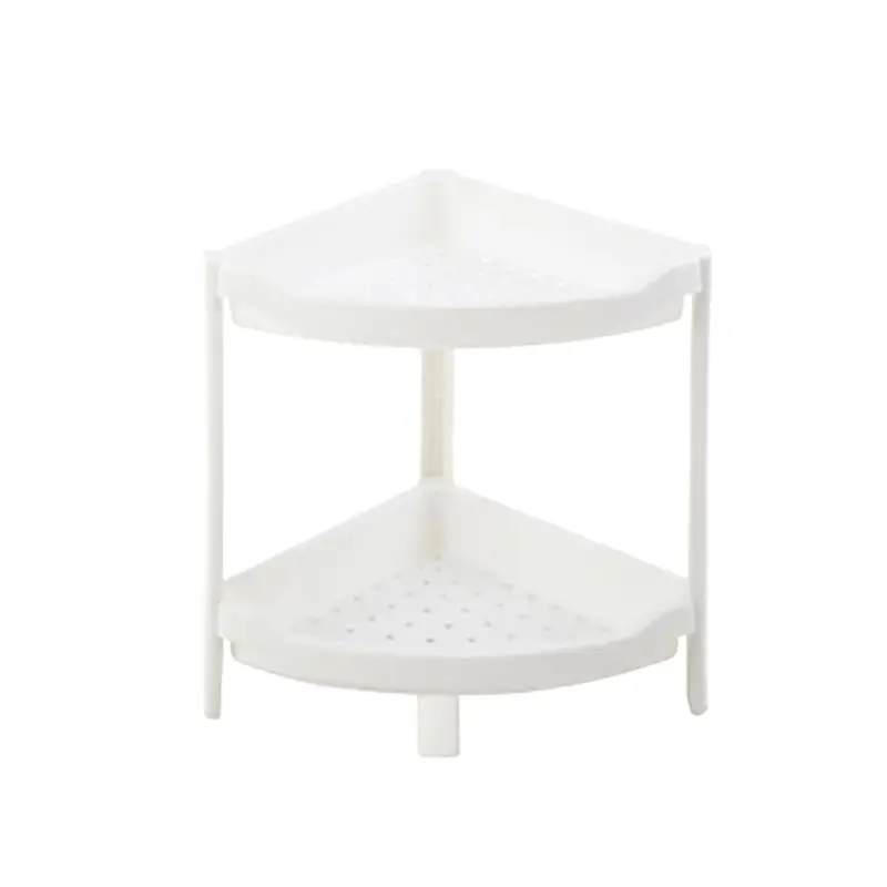 

Plastic Double Layer Drain Rack Triangle Storage Rack Kitchen Bathroom Multi-functional Storage Shelf Seasoning Organizer White