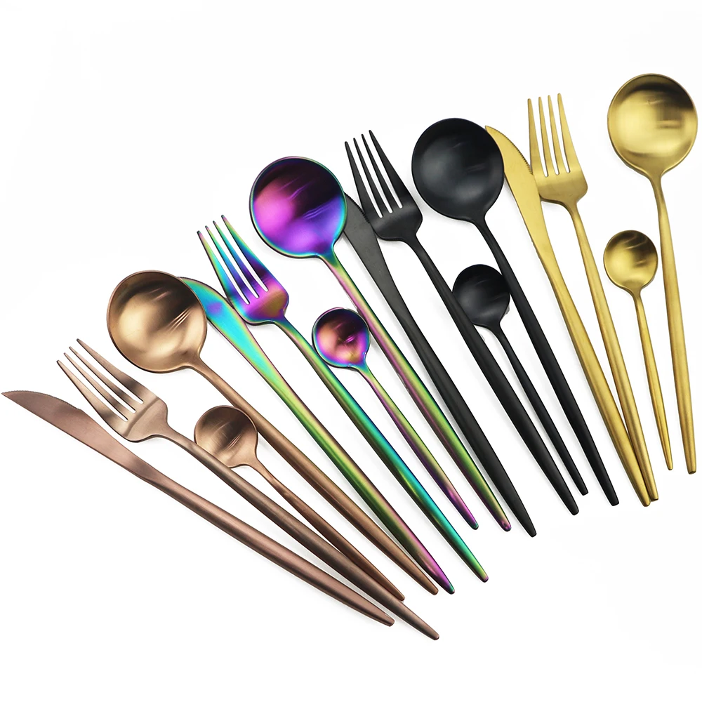 24pcs/lot Metal Dinnerware Set 304 Stainless Steel Home Party Flatware Knife Fork Spoon Teaspoon Kitchen Tableware | Дом и сад