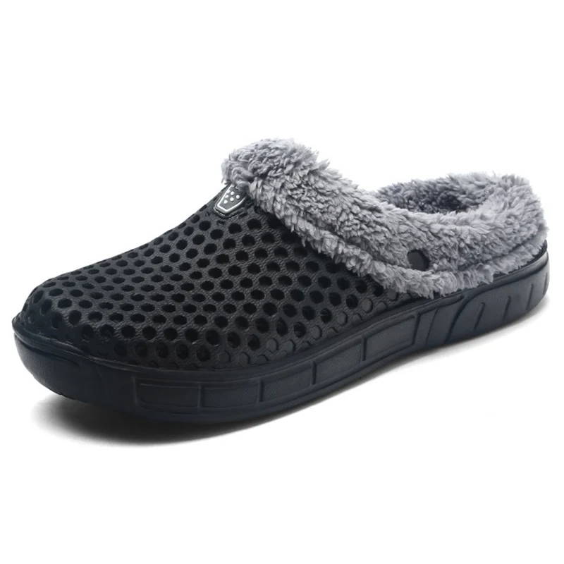 

Men Plush Slippers Winter Warm Slippers Indoor Fur Slippers Casual Plush Cotton Shoes Platform Breathable Mesh Plastic Slides