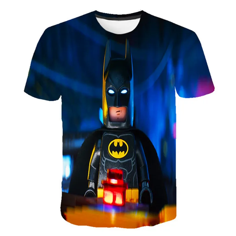 Новый комплект летней детской 3D с конструкторами Lego дизайн футболка коротким
