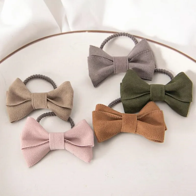 5 шт. Детские замшевые резинки для волос с бантом |