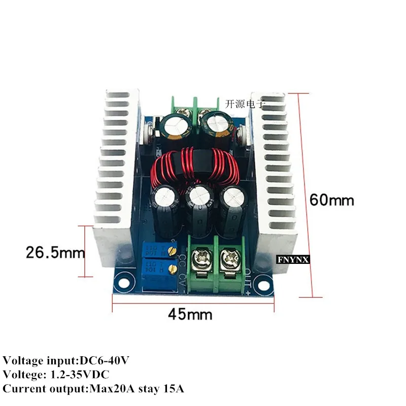 2 шт. DC-DC понижающий модуль 20A 300 Вт высокой мощности Мощность постоянного