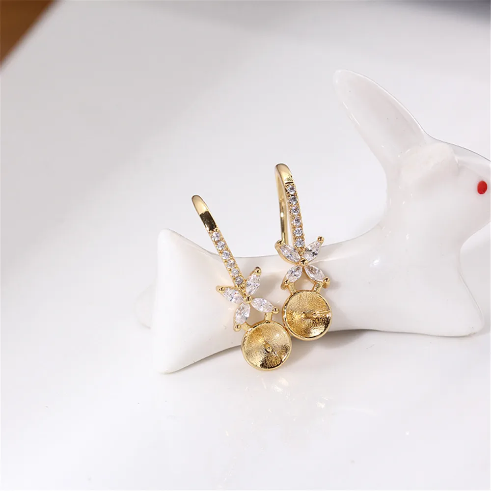 

14K gold color preserving horse eye zircon pearl earrings earhook DIY accessories fashion women