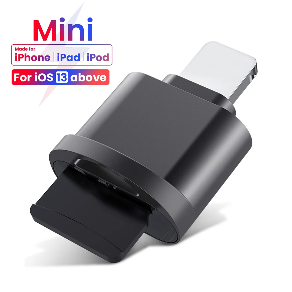 

For iPhone 13 12 11 Pro XS Card Reader Micro SD TF Card Reader Adapter for iOS 13 Above System External OTG Memory Card Reader