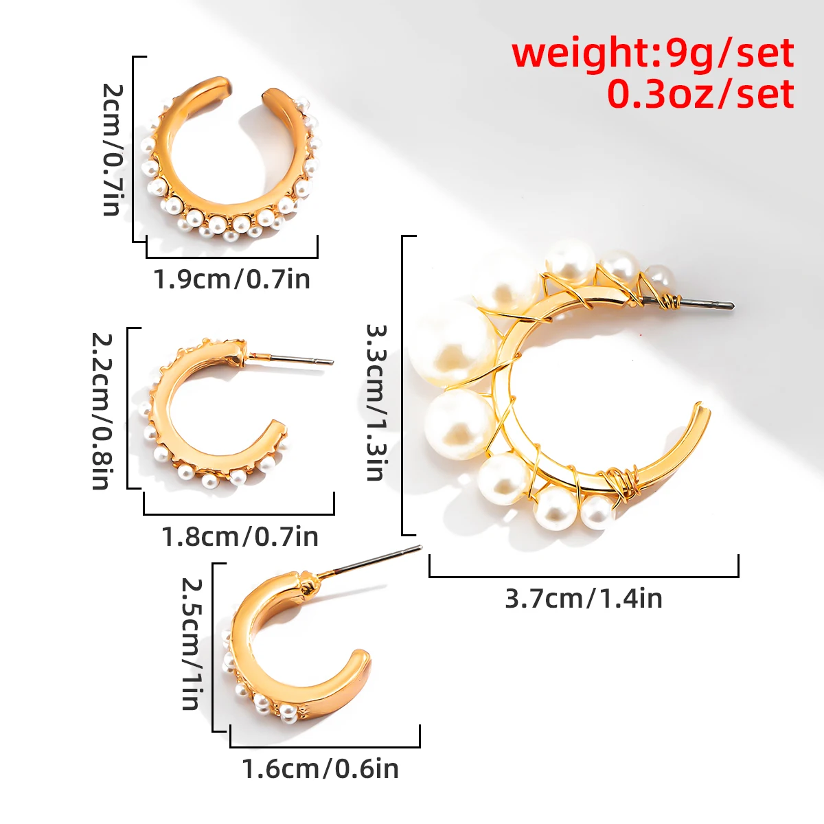 

Lacteo 4Pcs/Set Bohemian Round Shape Imitation Pearl Dangle Earrings Classic Metal Stud Earrings For Women Jewelry Accessories