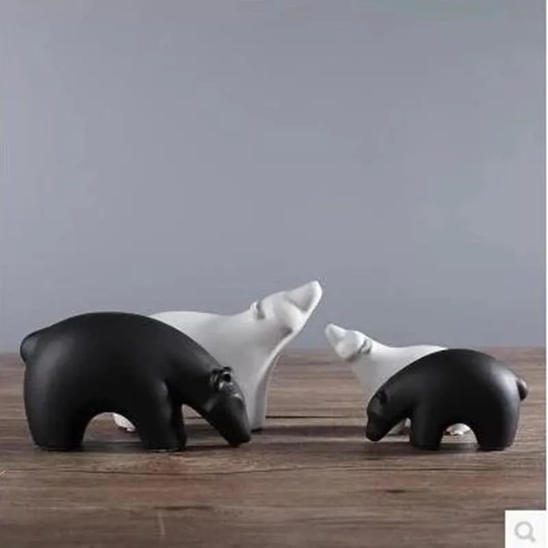 

European-style ceramic polar bear ornaments, creative animal decoration crafts, home office restaurant desktop decoration gifts