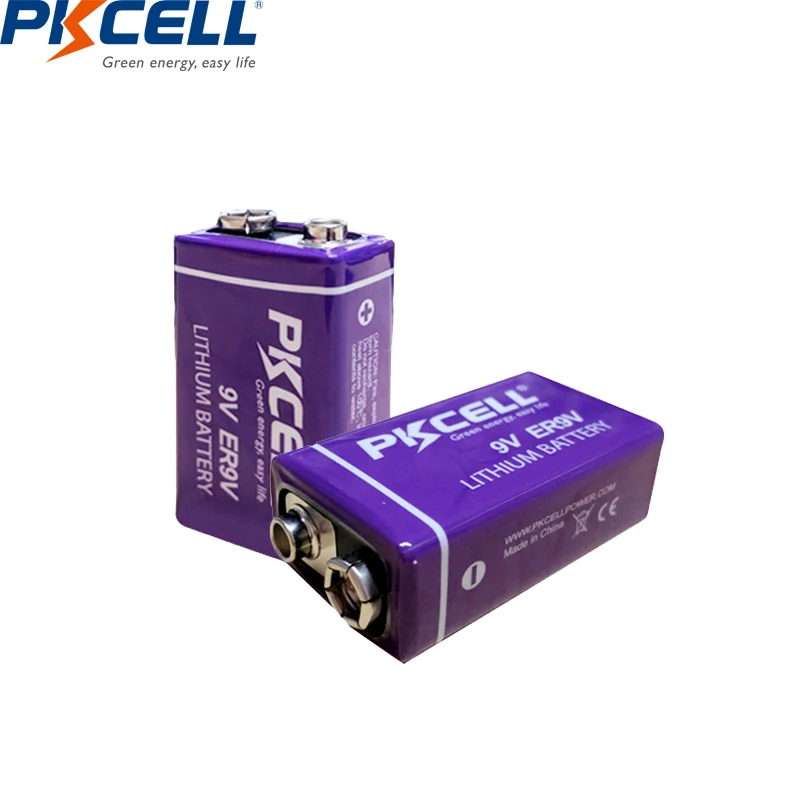 2 шт. PKCELL ER9V 1200mAh 9V Li SOCl2 литиевые батареи Bateria для дымовой сигнализации литий