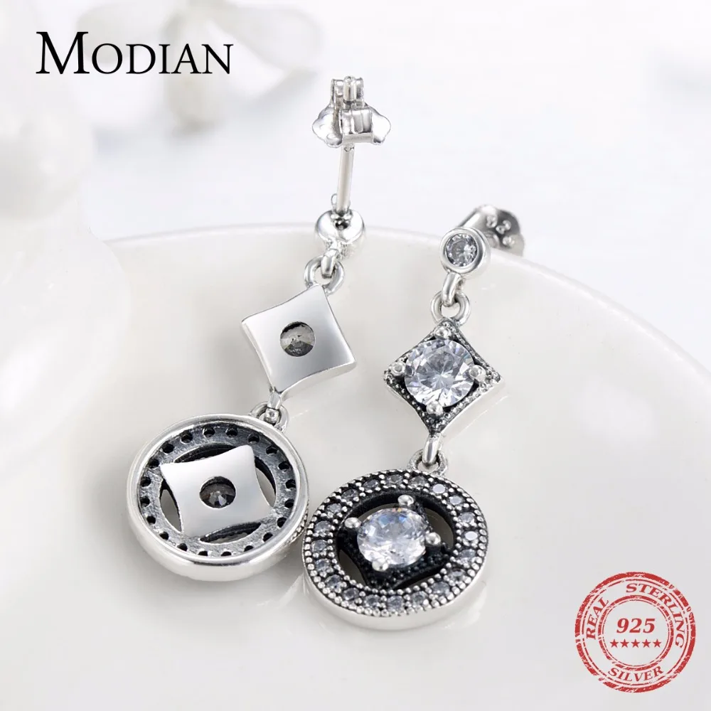 Серьги подвески женские из серебра 925 пробы с фианитом|Серьги-подвески| |