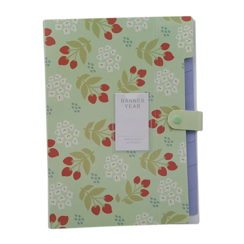 

1PC Fresh Flowers Filing Production Folder Multifunctional 8 Mezzanine Document Folder School Office Supply