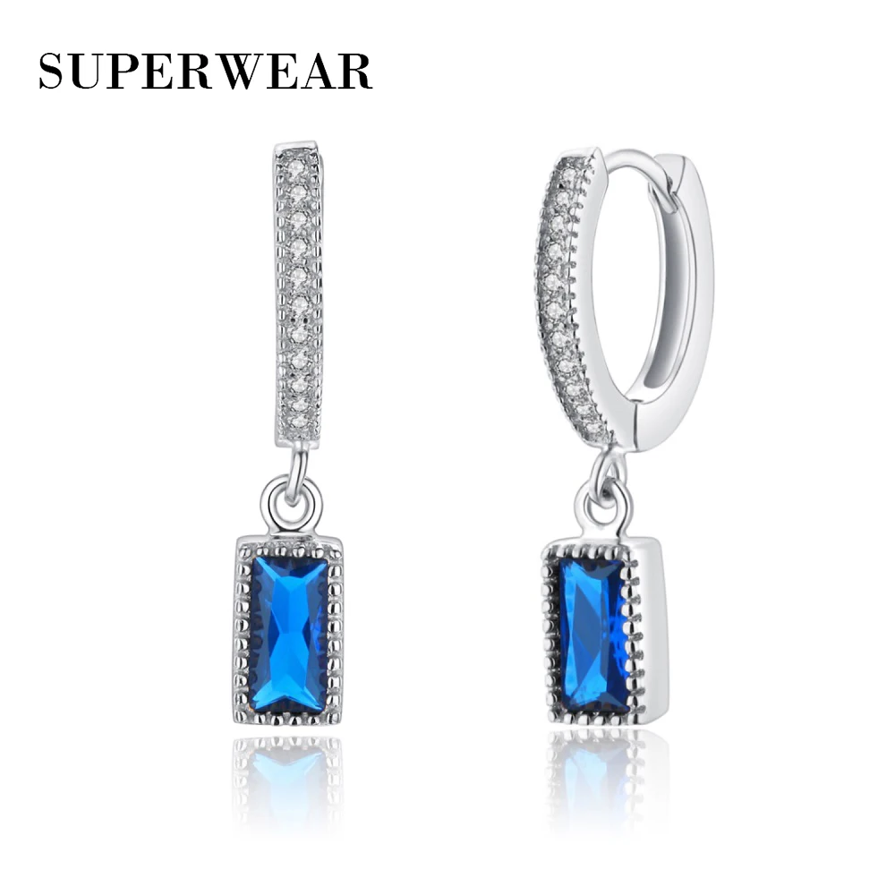 SUPERWEAR 925 пробы серебряные серьги Huggie с шармом желтого золота цвет роскошный обруч