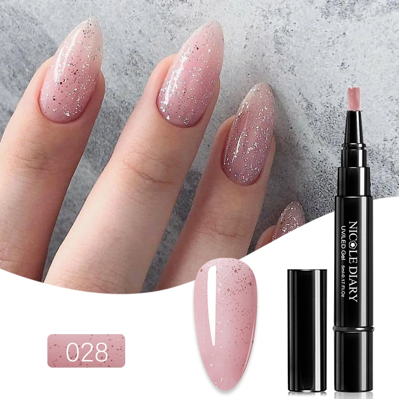 NICOLE DIARY одношаговый Гель лак для ногтей ручка с блестками 3 в 1 Цветной гибридный
