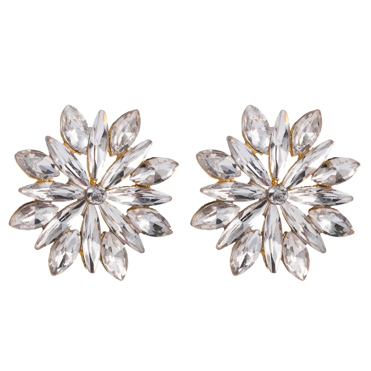 

CINKILE New Fashion Multicolor Rhinestone Flower Stud Earrings for Women Vintage Charm Glass Crystal Round Earring Party Jewelry