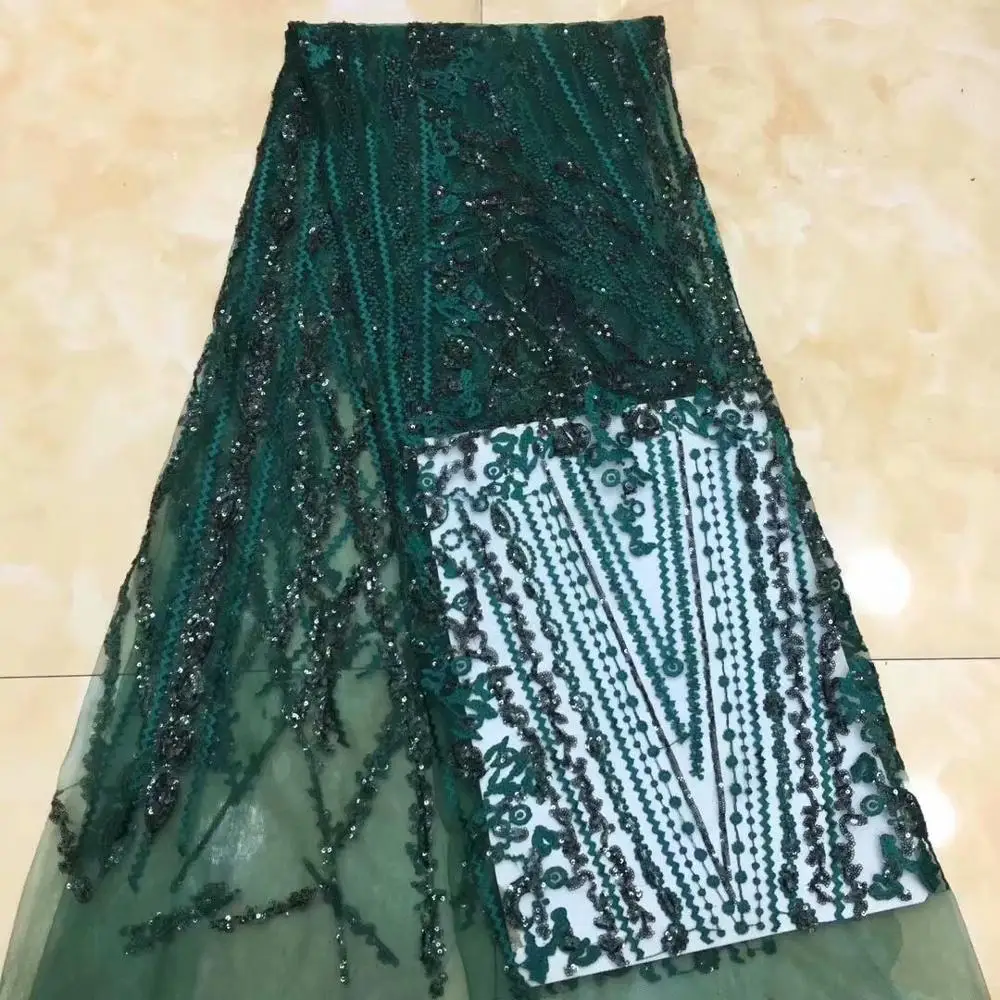 Высококачественная африканская кружевная ткань изумрудно зеленая французская