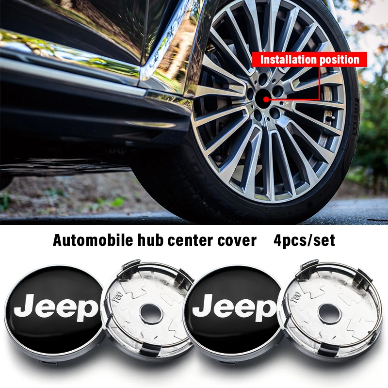 4pcs Car Logo Tire Center Hubcaps Auto Wheel Badge Hub Cover Sticker Accessories For Jeep Wrangler Renegade Compass Liberty JKU |