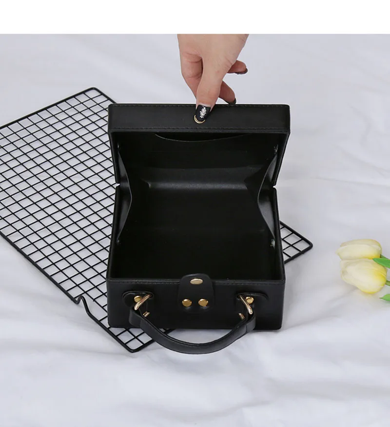 WOBAG/Модная стильная сумка в виде коробки из искусственной кожи с заклепками, Женская квадратная сумка на плечо, женская сумка через плечо высокого качества