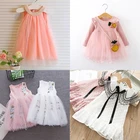 Кружевное платье-пачка для девочек VOGUEON, летнее, с цветочной вышивкой