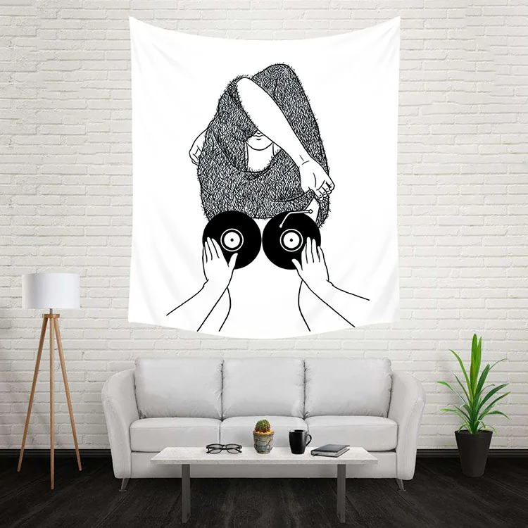 Креативный домашний гобелен поп арт узор черно белый настенная декоративная