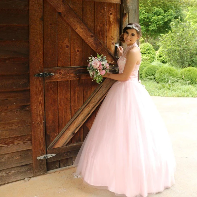 Favordear бальное платье 15 лет Vestidos De 15 Anos кружевное выпускное бальное платье с высоким горлом 16 вечерние платья мятного, лавандового, мятного цвета