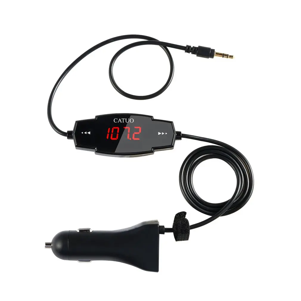 

Fm Transmitter Car Kit Radio Modulator For Car With 3.5Mm Aux Plug And 5V/2.4A Usb Car Charger Easy To Use Black