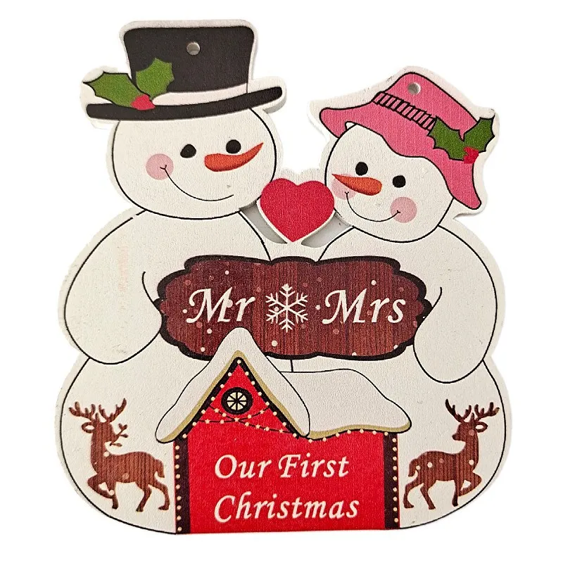 

1pcs Christmas Ornaments Red Snowman Christmas Tree Decoration Wooden Farmhouse Hanging Crafts