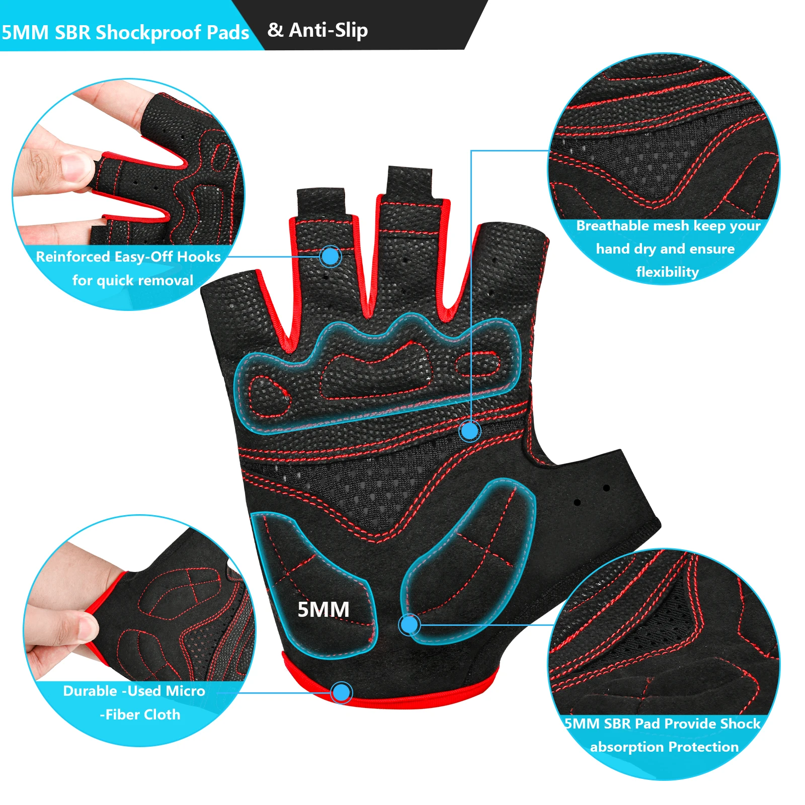 Велосипедные перчатки 5 мм амортизирующие митенки с открытыми пальцами для езды