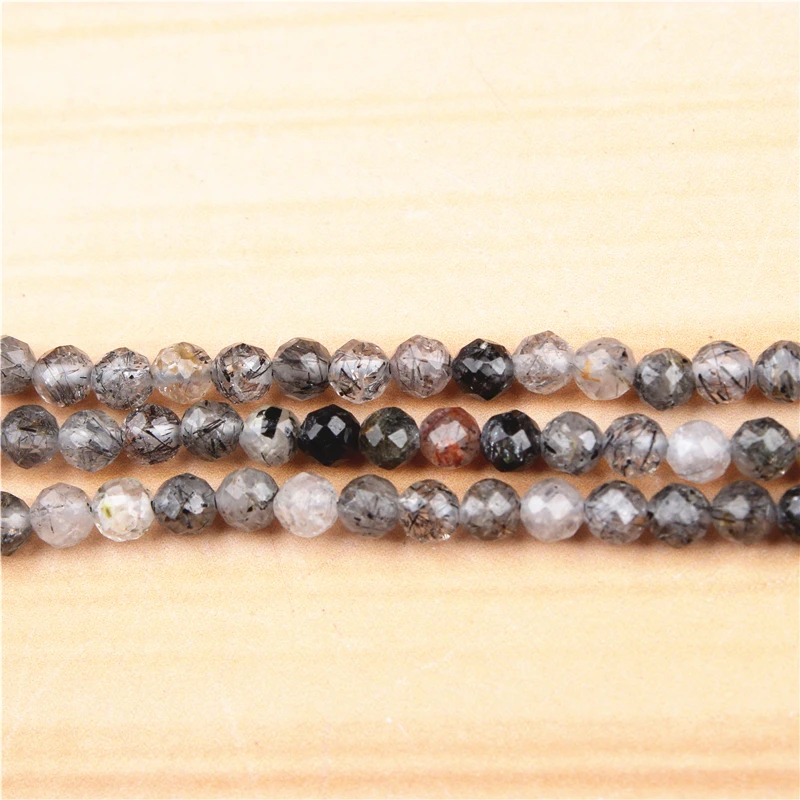 Black Crystal Beads Natural Stone Beads 2/3/4mm Pine Beads Space Beads Jewelry Making Necklace DIY | Украшения и