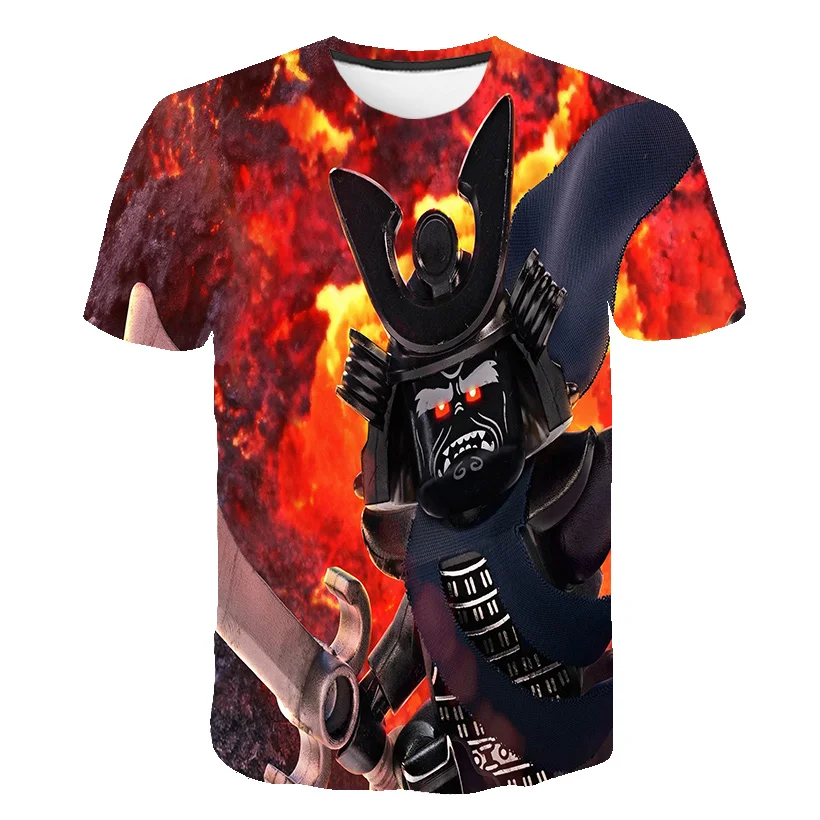 

Summer Boys And Girls O-Neck Short Sleeve Fashion Oversized[ T-shirtS] Polyester LEGO 4-14t3d Animation Game Children's Funcat