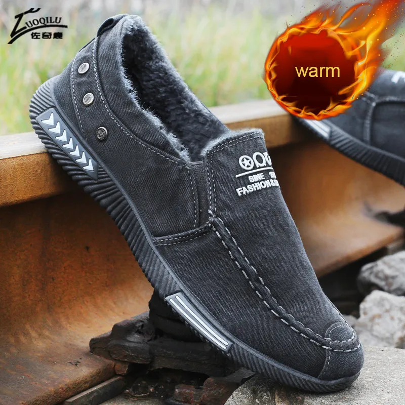 denim canvas shoes men slip on shoes 