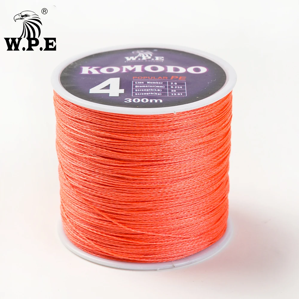 W.P.E KOMODO Фирменная плетеная рыболовная леска 300 м 0 6 # 4 жильная полиэтиленовая 3 63 27
