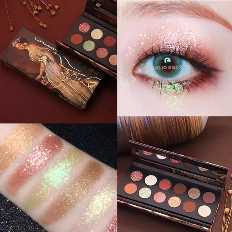 01 HOJO 12 цветов Роскошные изображения Shimmer Art шелковые Тени Пигмент матовый палитра теней для век мерцающая пудра для макияжа Водонепроницаемый - Цвет: 01