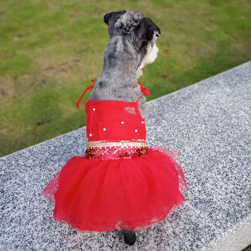 Длинное Тюлевое платье для собак одежда маленьких и средних платья животных