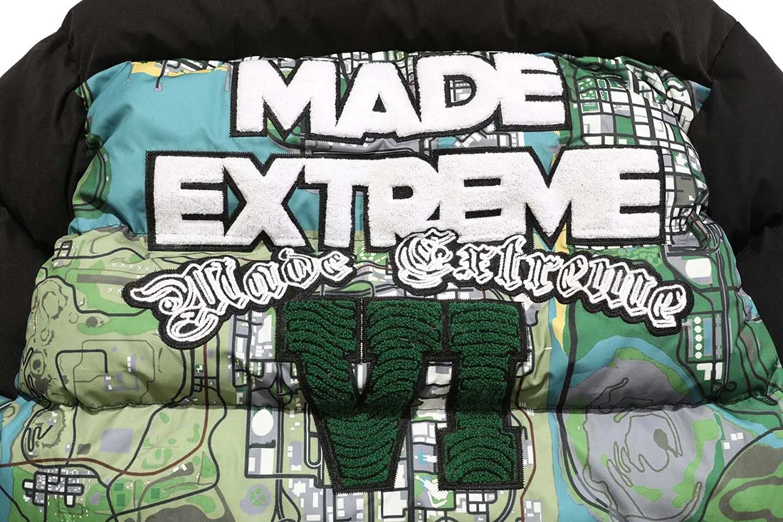 ATSUNNY Oversize Fashion cotton Coat Map digital print jacket stuffed cotton bread suit jacket Thicken Autumn and winter clothes