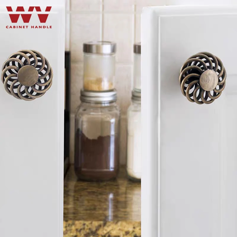 WV винтажные ручки шкафа пустотелая клетка античная бронза черный шкаф для