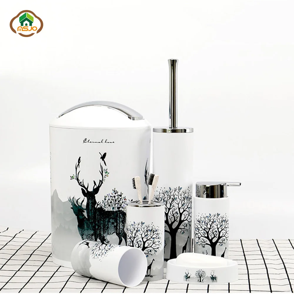 Набор для ванной комнаты MSJO с принтом в скандинавском стиле домашнего декора 6 шт.