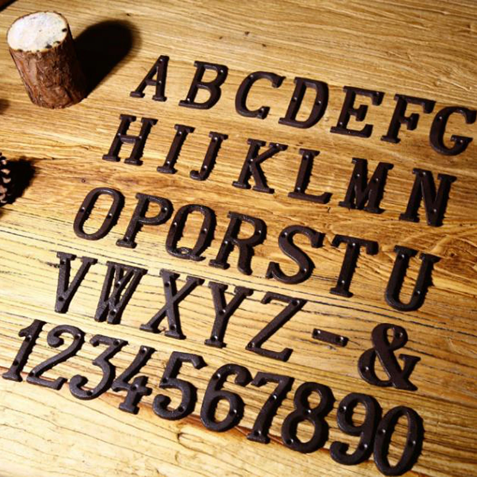 0 to 9 a to z metal letters numbers cast iron decoration house sign doorplate diy cafe wall house door address alphabet number free global shipping