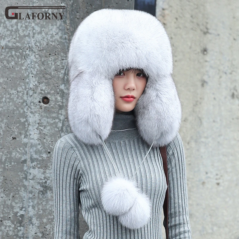 2019  solid fox fur hat female Leigeng hat male all-wool prince hat thickened warm winter fur hat unisex winter fur hat