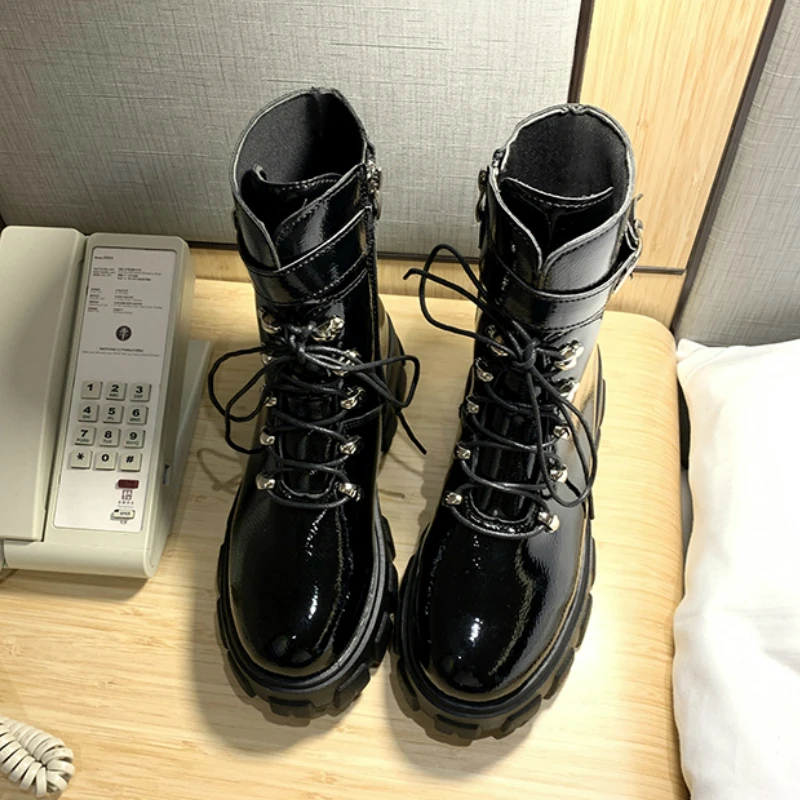 

Women Ankle Boots Winter Platform Thick Bottom Round Toe Zipper Flat Bottom Plush Warm Breathable Short Boots Botas Mujer