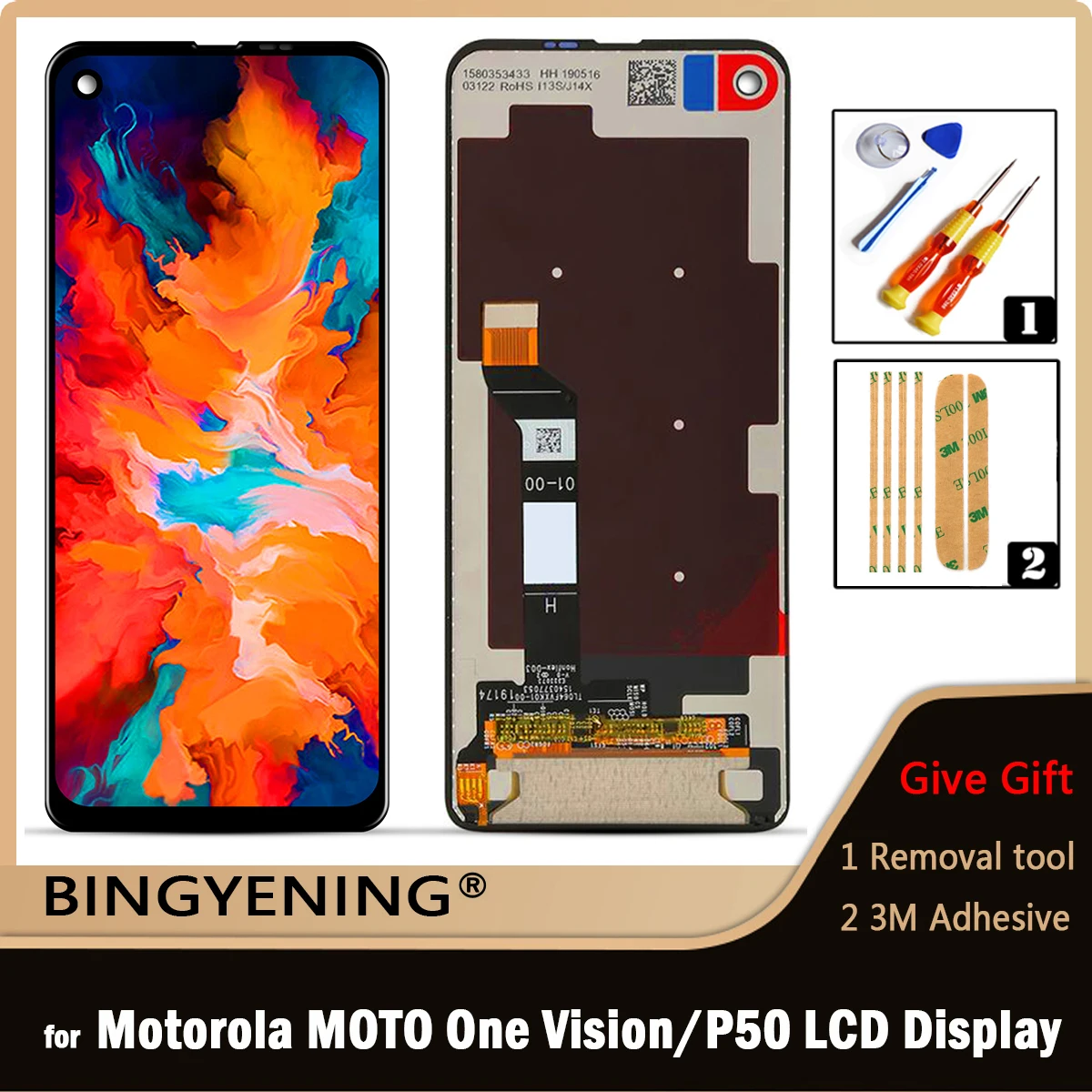 Для Motorola Moto One Vision P50 XT1970 Полный ЖК-дисплей сенсорный экран дигитайзер в сборе с рамкой для замены