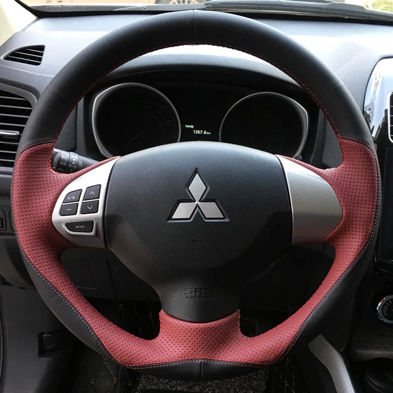 Чехол рулевого колеса из натуральной кожи для Mitsubishi Lancer X 10 2007 2015 Outlander 2006 2013 ASX 2010